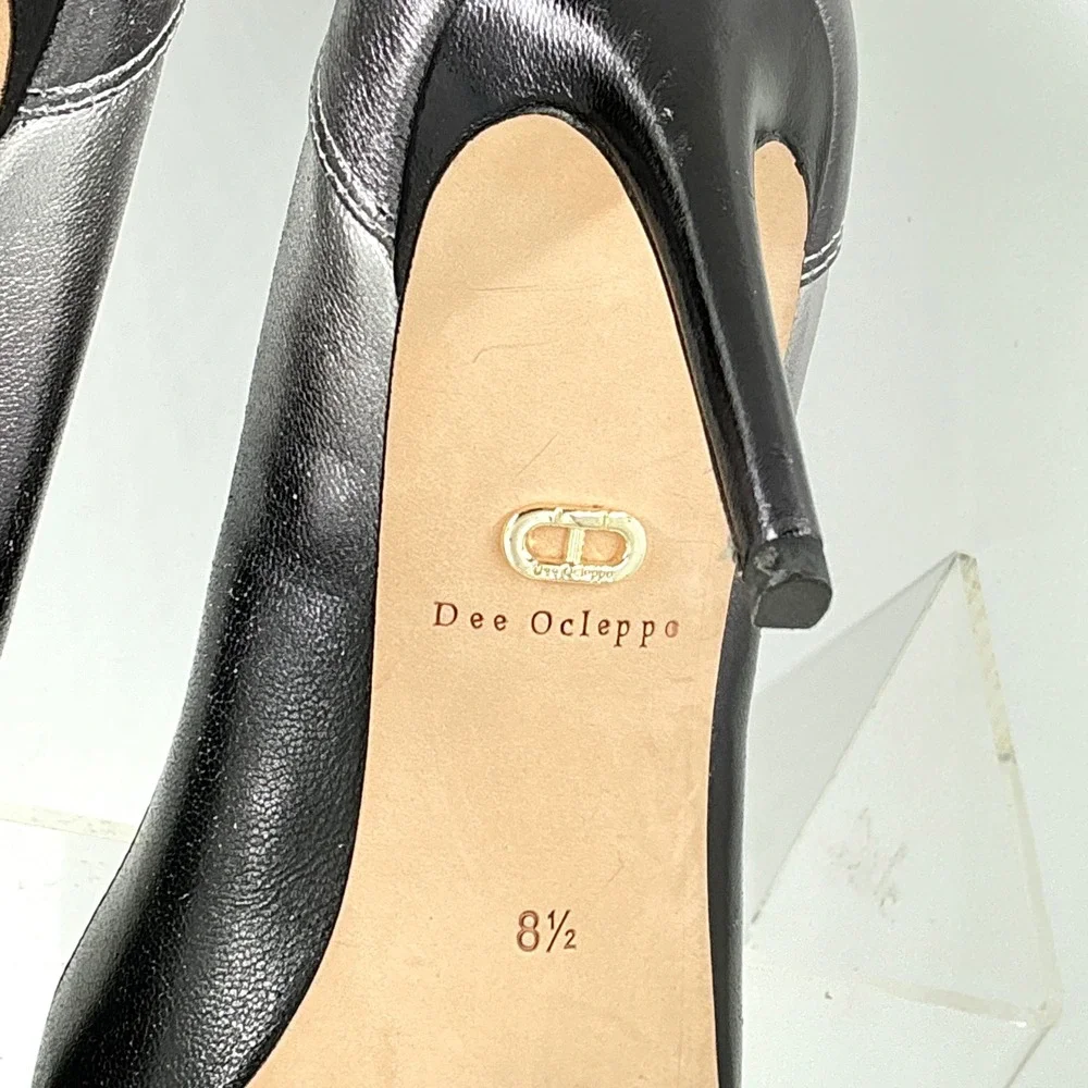 Dee Ocleppo Size 8.5 Silver Black Ombre Leather Pointed Stiletto Pumps NEW $325